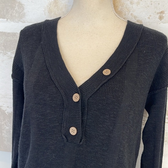 Free People Black Beach Sweater, Free People Button Sweater (NWOT) - Picture 2 of 3